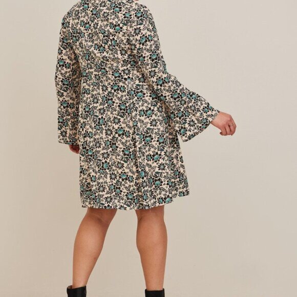 Torrid Mini Gauze Lace-Up Skater Dress Size 3 Floral Boho Crochet Long Sleeve - Picture 5 of 11